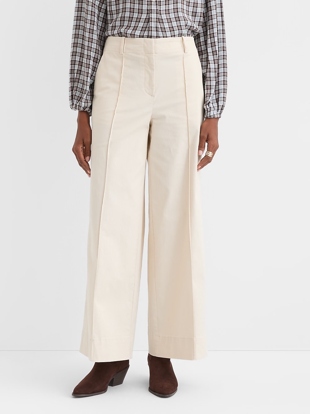 NWT Loft Wide-Leg pin tuck off white Cream dress pants work